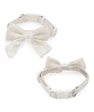 PET PARADISE ペットパラダイス 花柄りぼん 首輪 ＳＭ 中型犬 オフホワイト