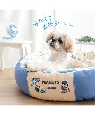 PET PARADISE スヌーピー クール 丸カドラー 《サマーバケーション柄》 Ｌ ホワイト×ブルー