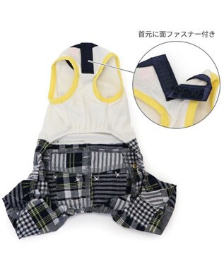 PET PARADISE Lee パンツつなぎ パッチワーク 小型犬 ホワイト×ブラック