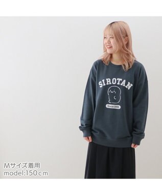 Mother garden しろたん フロッキープリント トレーナー ユニセックス ブラック