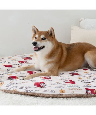PET PARADISE スヌーピー  うたたね柄丸型マット  小型犬 径105cm ベージュ
