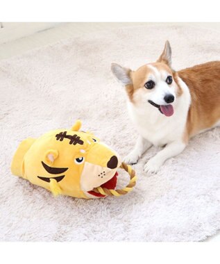 PET PARADISE 犬 おもちゃ トラ パペット おもちゃ  トイ ＴＯＹ 虎 とら お正月 年賀状 干支 音が鳴る ぬいぐるみ ボール ロープ オモチャ 玩具 小型犬 おもちゃ 猫 かわいい おもしろ インスタ映え 黄