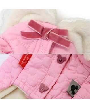 PET PARADISE ディズニー ミニーマウス 遠赤外線 コート 《お花柄》 小型犬 ピンク（淡）