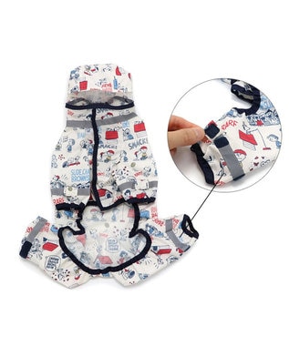 PET PARADISE スヌーピー 足付き レインコート《アメリカンビンテージ柄》中型犬 大型犬 ホワイト