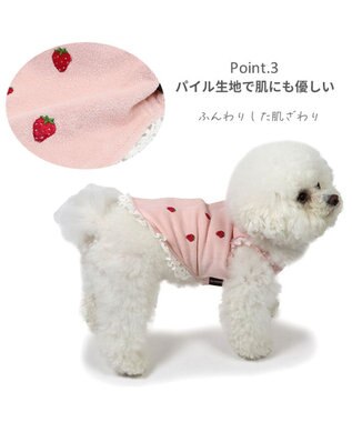PET PARADISE ペットパラダイス サーモキープ 背中開き タンクトップ  《苺 刺繍》 小型犬 苺 刺繍