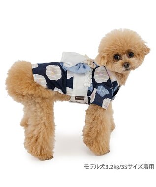 PET PARADISE ペットパラダイス 椿柄 浴衣 紺 小型犬 ネイビー