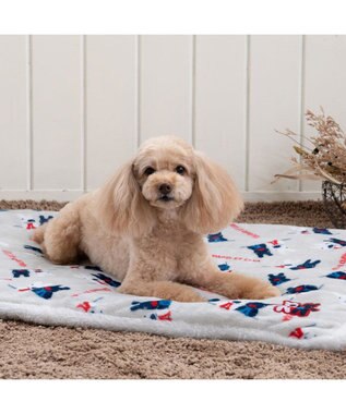 PET PARADISE リサとガスパール 遠赤外線 ボアマット 角型《頬杖柄》 ベージュ