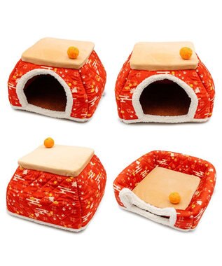 PET PARADISE ペットパラダイス こたつ ハウス 《千鳥柄》 Ｌ レッド