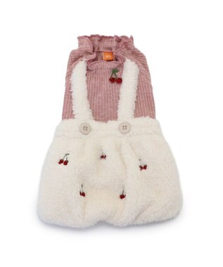 PET PARADISE ペットパラダイス スカート つなぎ 《チェリー柄》 小型犬 ホワイト×ピンク