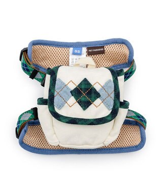 PET PARADISE ペットパラダイス リュックハーネス 《アーガイル柄》 Ｍ ホワイト