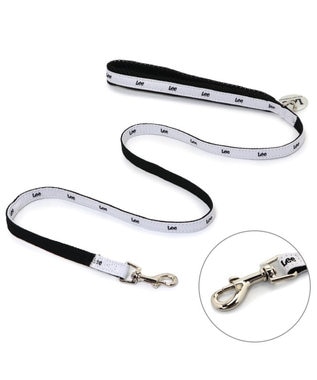 PET PARADISE Lee ロゴチャーム付き リード SS~S 小型犬 ホワイト×ブラック