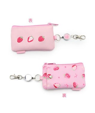 Mother garden マザーガーデン 野いちご キー＆パスケース ICカード入れ リール付き ピンク（淡）