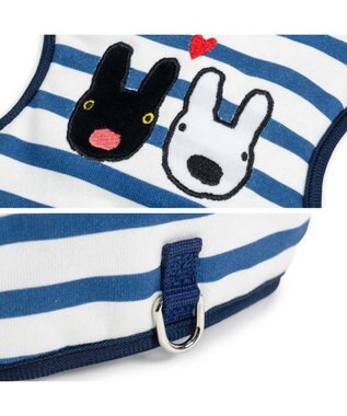 PET PARADISE リサとガスパール 保冷剤付 ハーネス 《ボーダー》 Ｓ 小型犬 ホワイト×ネイビー
