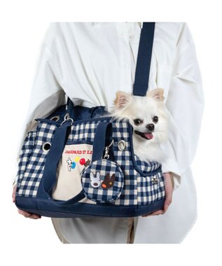 PET PARADISE リサとガスパール ギンガムキャリーバッグ  《紺》S 超小型犬 約1.5～4㎏ ネイビー