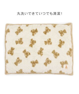 PET PARADISE ペットパラダイス くまちゃん織り 遠赤外線 ボアマット 四角 ホワイト×ブラウン