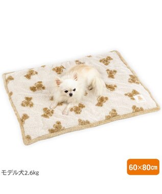 PET PARADISE ペットパラダイス くまちゃん織り 遠赤外線 ボアマット 四角 ホワイト×ブラウン