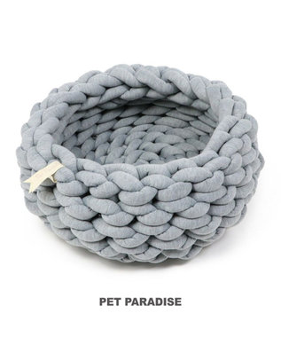 PET PARADISE 猫 ベッド おしゃれ 編み カドラー (42cm) グレー