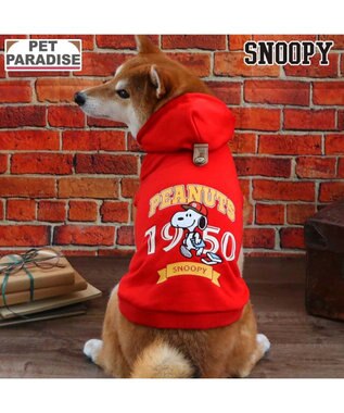 PET PARADISE スヌーピー カレッジロゴ パーカー 《レッド》 中型犬 大型犬