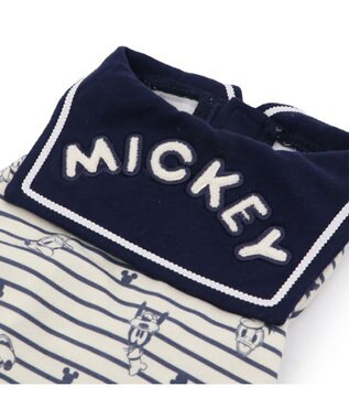 PET PARADISE ディズニー ミッキーマウス ペティヒート ロンパース 《ストライプ》 小型犬 ホワイト×ネイビー