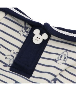 PET PARADISE ディズニー ミッキーマウス ペティヒート ロンパース 《ストライプ》 小型犬 ホワイト×ネイビー