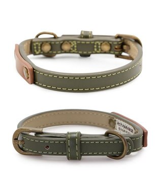 PET PARADISE ペットパラダイス 合皮 首輪 《カーキ》 中型犬 SM カーキ