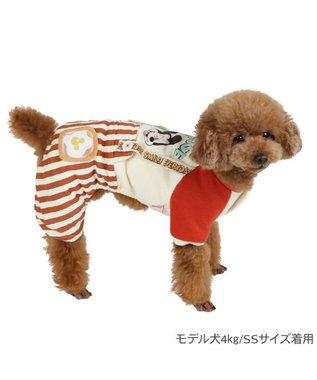 PET PARADISE ディズニー ミッキーマウス ストライプ パンツつなぎ 小型犬 ホワイト×レッド