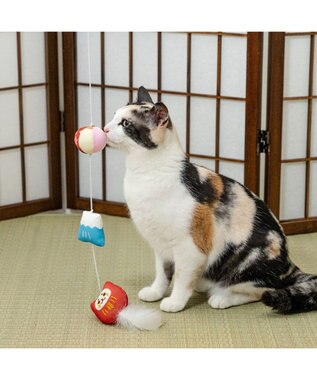 PET PARADISE ペットパラダイス キャット  和だるま 猫じゃらし レッド