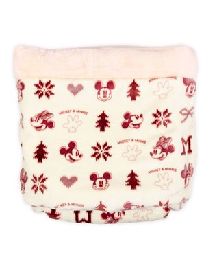 PET PARADISE ディズニー ミッキーマウス 筒型 寝袋 《ニット柄》Ｍ ホワイト×レッド