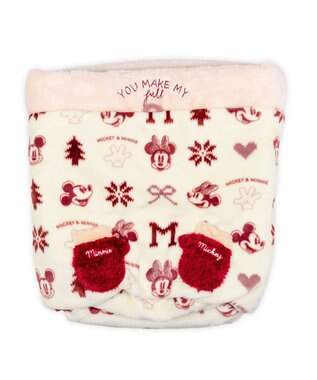 PET PARADISE ディズニー ミッキーマウス 筒型 寝袋 《ニット柄》Ｍ ホワイト×レッド