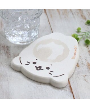 Mother garden しろたん 珪藻土 コースター 《 しろたん柄 / らっこいぬ柄 》 単品 しろたん