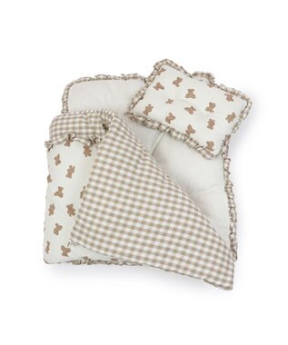 PET PARADISE ペットパラダイス ペット木製ベッド＆くまちゃん柄布団 ベッド＆くま柄布団セット