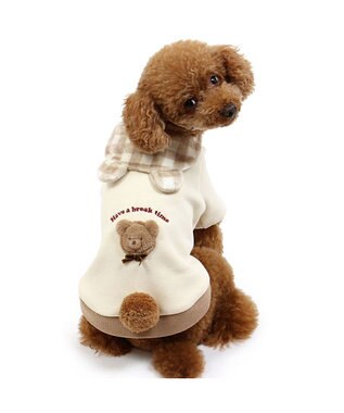 PET PARADISE ペットパラダイス くまちゃん襟トレーナー 襟付き チェック 小型犬 ベージュ