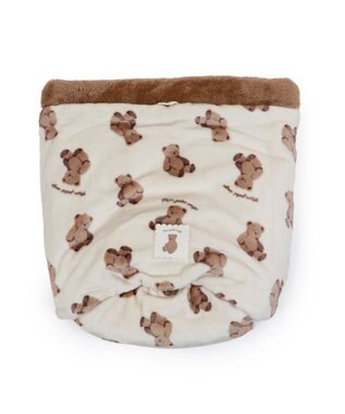 PET PARADISE ペットパラダイス くまちゃん 遠赤外線  寝袋  筒型 S（35×50cm) オフホワイト×ブラウン