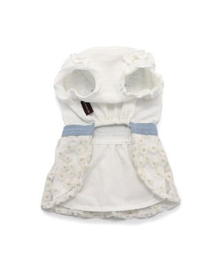 PET PARADISE ペットパラダイス スカートつなぎ 《花 刺繍》 小型犬 ホワイト
