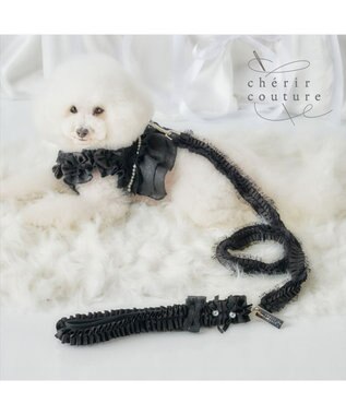 PET PARADISE cherircouture ツイード リボンリード 《ブラック》 ４Ｓ～３Ｓ