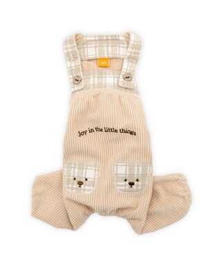 PET PARADISE ペットパラダイス くまちゃん チェックオーバーオール  小型犬 ベージュ