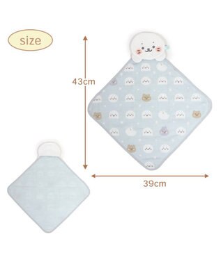 Mother garden しろたん 総柄 ガーゼ マスコット付き ハンドタオル  30cm×30cm グレー