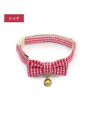 PET PARADISE ペットパラダイス 猫 首輪 ギンガムチェック 《レッド》 小サイズ/中サイズ レッド