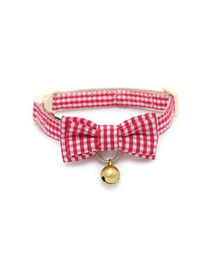 PET PARADISE ペットパラダイス 猫 首輪 ギンガムチェック 《レッド》 小サイズ/中サイズ レッド