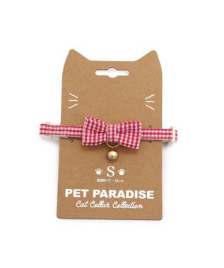 PET PARADISE ペットパラダイス 猫 首輪 ギンガムチェック 《レッド》 小サイズ/中サイズ レッド