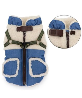 PET PARADISE ペットパラダイス デニム アウターハーネス 小型犬 ブルー