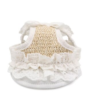 PET PARADISE ペットパラダイス フリル キャップ ＳＭ～Ｍ/Ｌ ホワイト×ベージュ