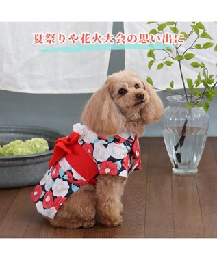 PET PARADISE 犬の服 夏 犬服 浴衣 椿柄 赤  【小型犬】 赤