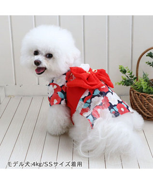 赤い花の犬の服 犬猫服1枚限定 ハート柄ドレス Sサイズ dr-16 | 犬服・猫ペット