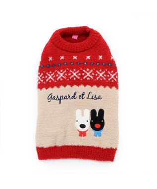 PET PARADISE リサとガスパール ノルディックニット 小型犬 赤