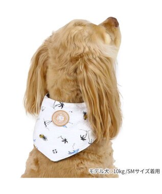 PET PARADISE J.PRESS リップル クールバンダナ 中型犬 白～オフホワイト