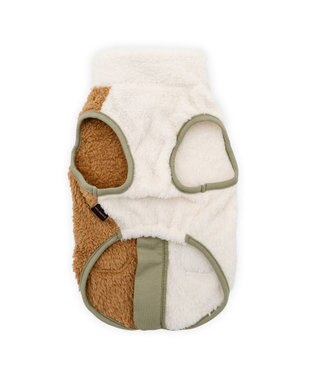 PET PARADISE ペットパラダイス 切替え 背開き ジップアップ ベスト 《ブラウン》 小型犬 ブラウン×ホワイト