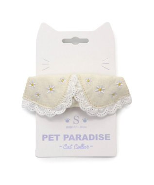 PET PARADISE ペットパラダイス 猫首輪  お花襟付き  S / M ベージュ