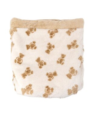 PET PARADISE ペットパラダイス くまちゃん織り 遠赤外線  筒型 寝袋   Ｍ ホワイト×ブラウン