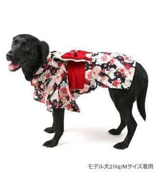 PET PARADISE ペットパラダイス 鶴華着物 中型犬 大型犬 ブラック×レッド